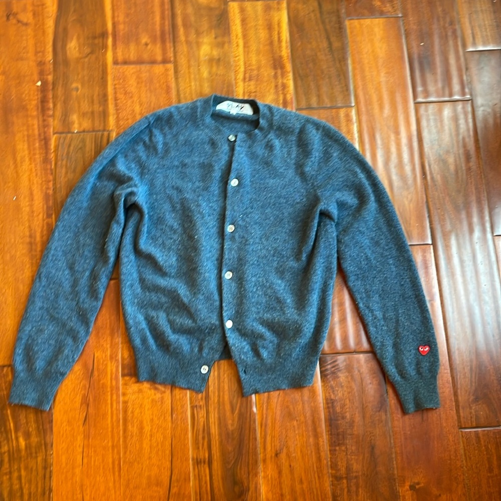 Comme Des Garçon Play Blue Cardigan, size Medium